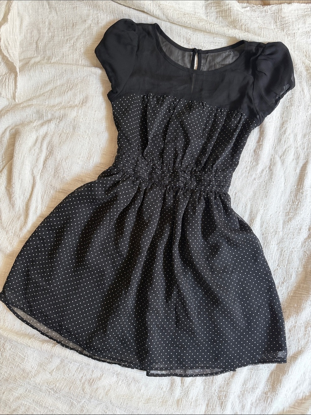 🆕 vintage polka dot chiffon dress small